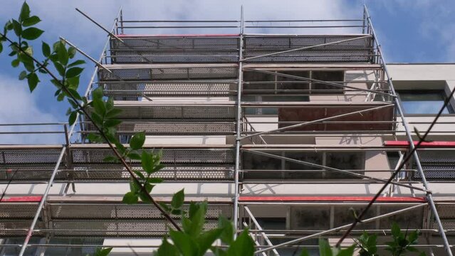 Construction Site Scaffolding Outside of Apartment Residential Building