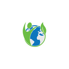 world-health-logo-with-globe-leaf-and-people-illustration