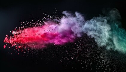 Dance of Pigments: Explosive Color Flourish on Ebony Backdrop