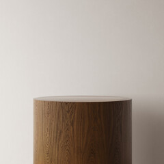 Wooden abstract pedestal. Oak podium for display product