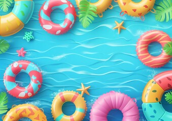 Pool Swim Party Invitation Invite Card Celebration Background Image Wallpaper 5x7	
