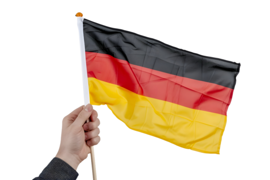 man hand hold national flag isolated on transparent background