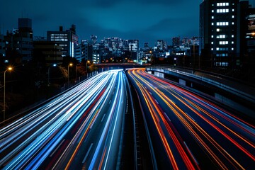Obraz premium Long exposure photo of city traffic 