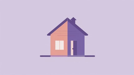 Minimalistic illustration of a house transitioning from blue to orange. Stability and change in seismic areas