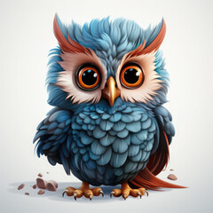 Watercolor Celeste owl, clipart Illustration, Generative Ai