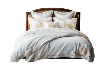 Metal Double Bed isolated on transparent background.