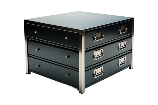 Metal Drawer isolated on transparent background.