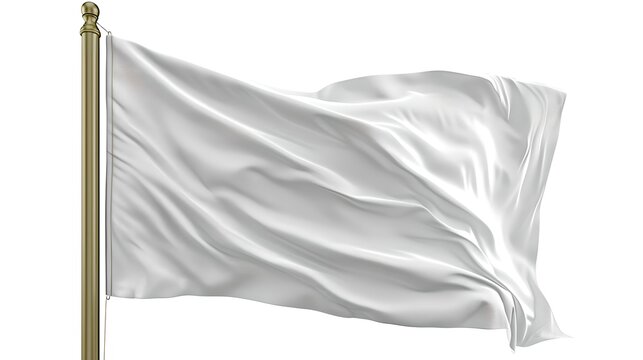 Elegant blank white flag waving in the breeze. Simple design, versatile for multiple uses. Ideal for customization and mockups. AI