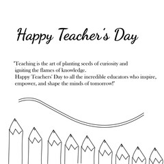 Teachers day text quote for banner poster or card, happy teachers day hand lettering
