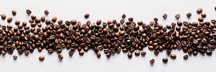 Top View of Coffee Beans Arranged in Border Pattern, Great for Coffee Shop Menus, Packaging Design, or Brand Promotions with Empty Space for Personalization