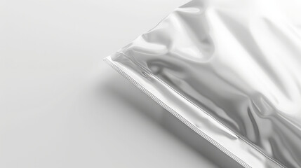 Close-up of a crumpled plastic wrap on a plain white background, focusing on texture and transparency.