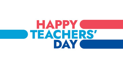 Happy Teachers Day colorful text typography on banner illustration great for wishing and celebrating happy teachers day in may