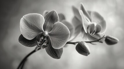 Plakat Captivating orchids in strong contrast black and white, focusing on the beauty and form of the flowers