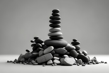 Obraz premium Zen Stones Pile Monochrome Balance and Harmony.