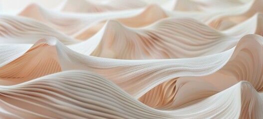 Abstract, curved paper design featuring light peach and beige colors 