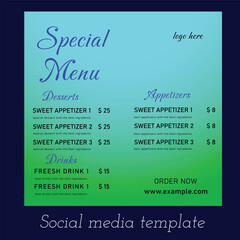 food menu social media template