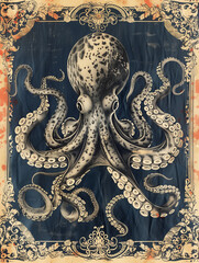 Octopus victorian illustration