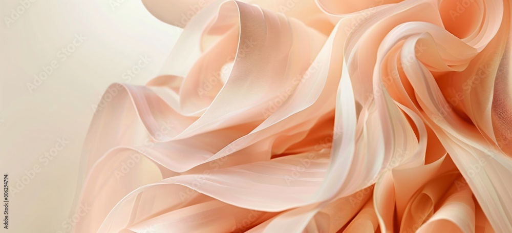 Wall mural abstract, curved paper design featuring light peach and beige colors - Wall murals
