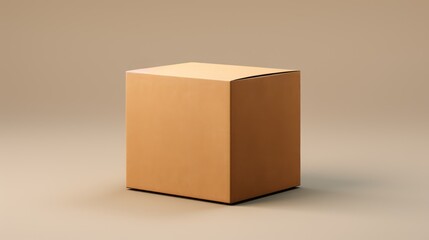Obraz premium A brown cardboard box on a beige background