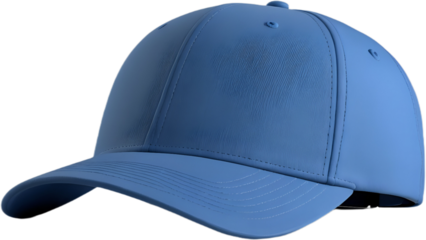 blue side view hat baseball cap on white background cutout file. 
