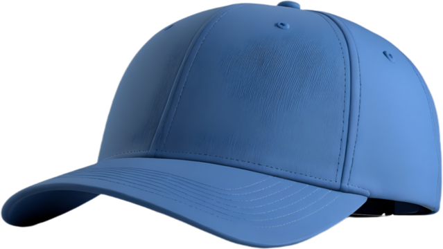 blue side view hat baseball cap on white background cutout file. 