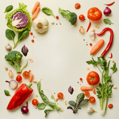 Organic  vegetables from domestic garden  in frame on a white background with empty space from message.