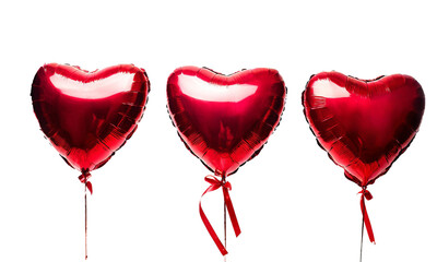 Set of heart balloons for Valentine's Day isolated on on transparent background