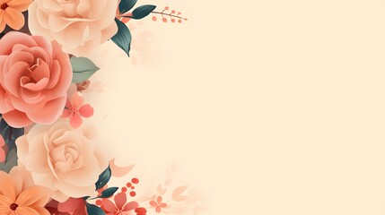 Naklejka premium Frame with colorful flowers on peach background