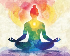 Paintings of people meditating