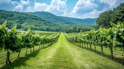 Fototapeta premium Vibrant hop field ripe for capturing by brewers, photographers, and nature enthusiasts