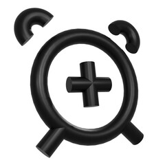 Black alarm plus clock check icon 3D PNG symbolic