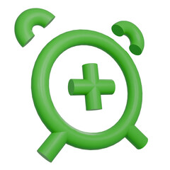 Fototapeta premium Green alarm plus clock check icon 3D PNG symbolic
