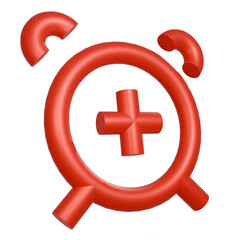 Fototapeta premium Red alarm plus clock check icon 3D PNG symbolic