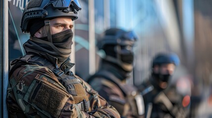 Elite special forces team equipped and prepared for critical operations in urban setting