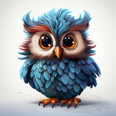 Watercolor Celeste owl, clipart Illustration, Generative Ai