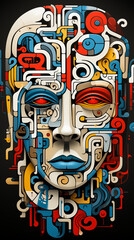 Womans Face Painting With Colorful Lines