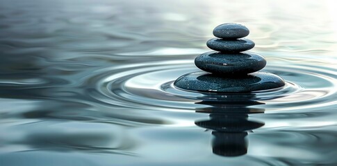Fototapeta premium zen stones with balanced stacked on top of each other in the water.
