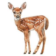 Small Deer Stands by White Background