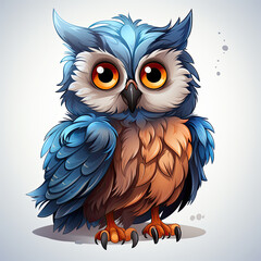 Watercolor Celeste owl, clipart Illustration, Generative Ai