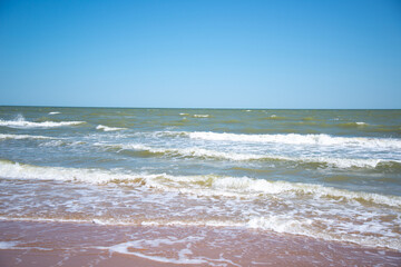 Spring day and deserted beach.