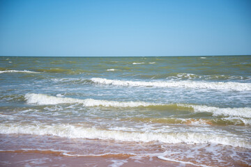 Spring day and deserted beach.