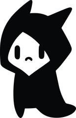 Cute Black Cartoon Character with Ears
