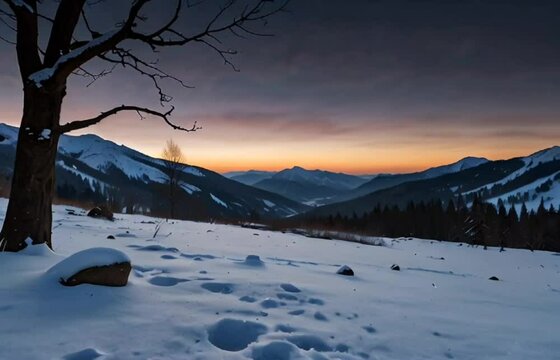 Winter time lapse in Carpatian mountains, 4k timelapse, 4096x2304, photographed on Nikon D800 camera.