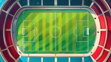 soccer stadium illustration, showcasing a bird's-eye view of a thrilling arena for sports