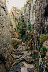 Obraz premium Stone gorge in mountains on Czech - Polish border