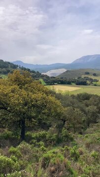 Wonderfull landscapes on hiking trail to Maroma peak from el Robledal, Sierra Tejeda, Spain 