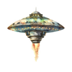 ufo vector illustration in watercolor style
