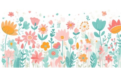 Spring or summer card with empty space for congratulations or invitation, Mother's Day or Happy Spring Day card, Wedding invitation, space for text on spring background with flowers