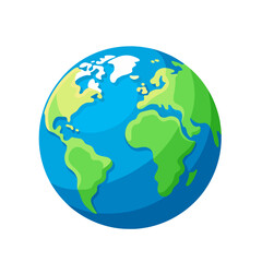 Flat planet Earth icon on white background