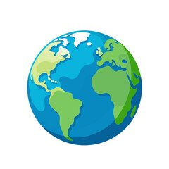 Flat planet Earth icon on white background